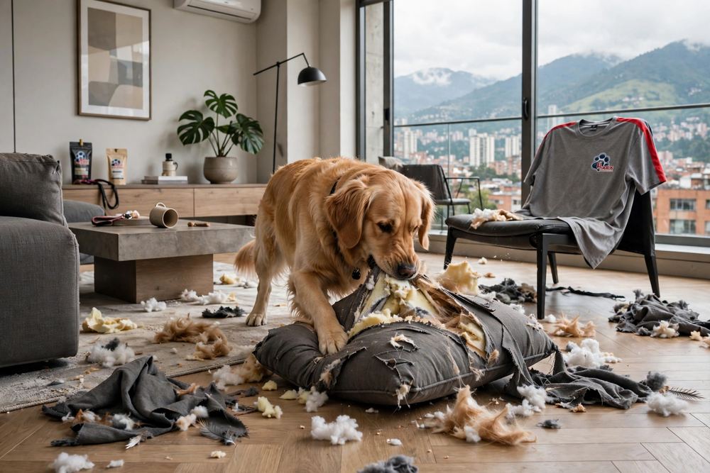 Destrozos en la sala por ansiedad por separación antes del protocolo de soledad gradual